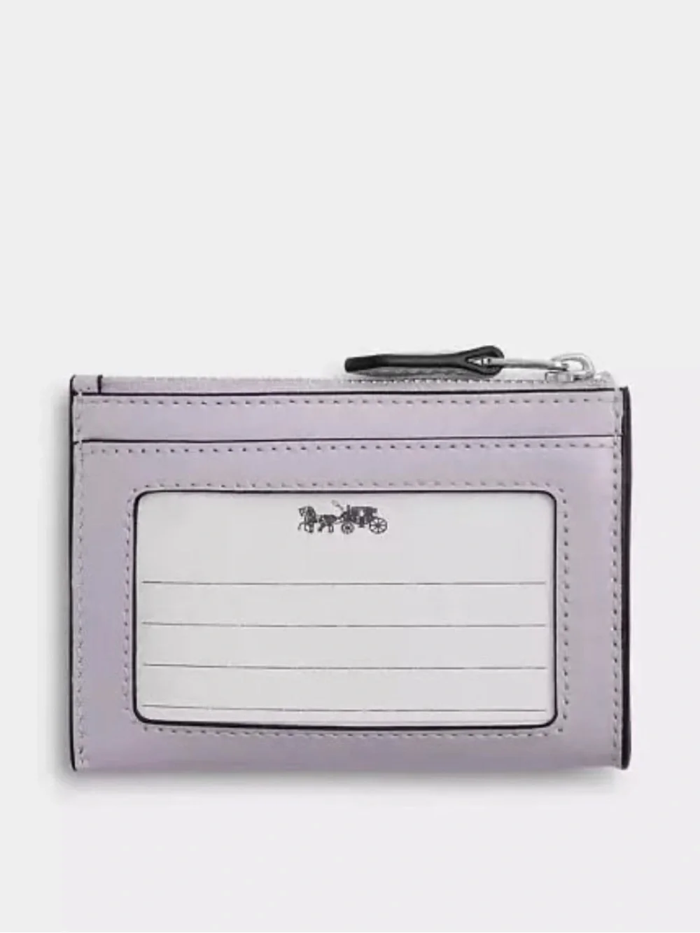 Coach Mini Skinny ID Card Case Wallet Silver/Light Amethyst Glazed Leather NWT